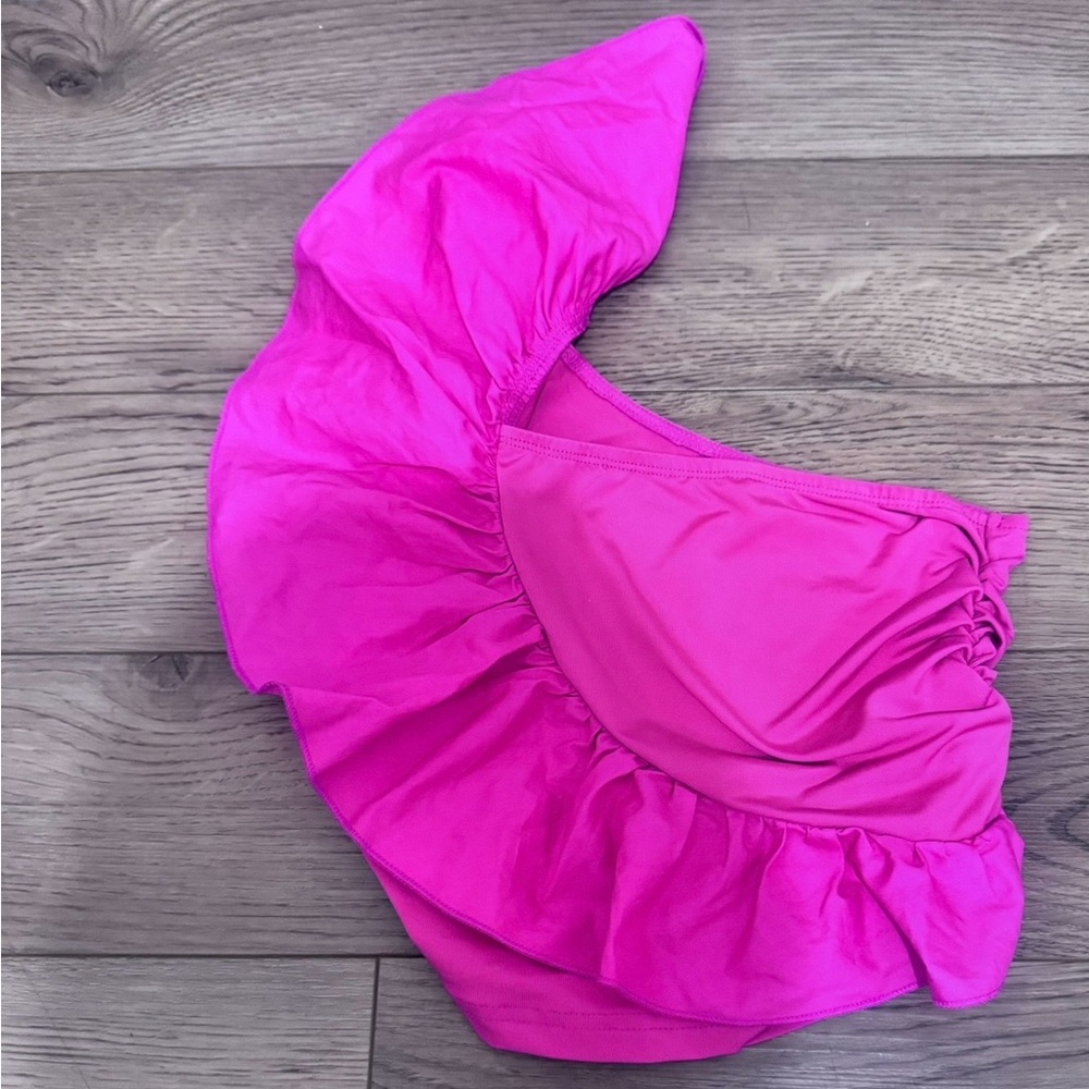 Hot Pink Ruffled One-Shoulder Top
